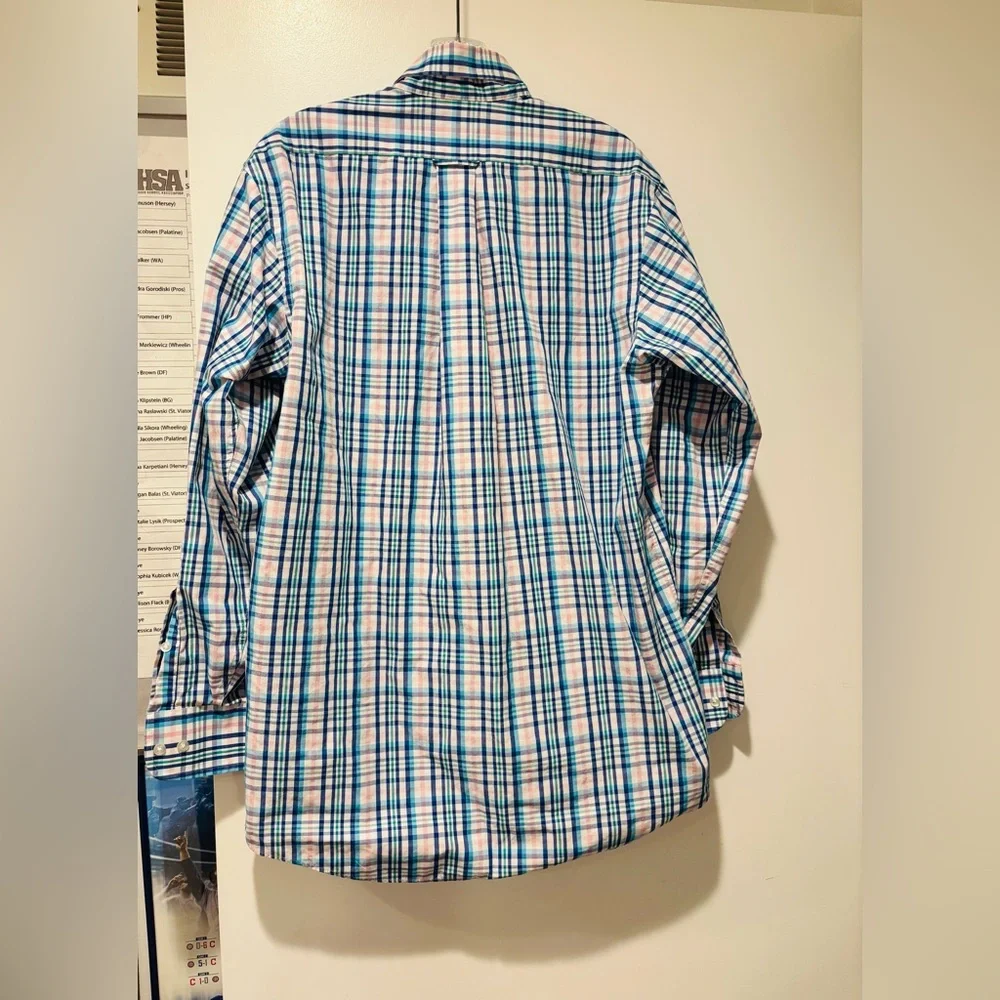 IZOD Stretch Collar Regular Fit Men's Plaid Button Down Shirt, Size 15 32/33
